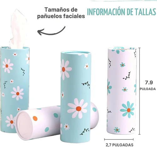 Vista 2 de Portapañuelos para coche con pañuelos faciales a granel - cilindro de 4 paquetes de pañuelos para coche, portapañuelos para automóvil, pañuelos