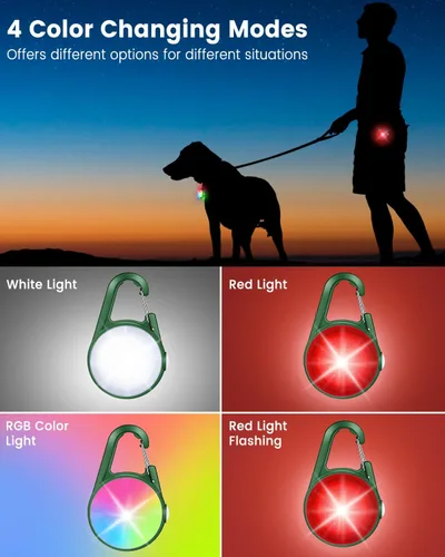 Vista 2 de Paquete de 2 luces para collar de perro, luces recargables para perro para caminar de noche con clip, collar LED impermeable de 4 modos para correr