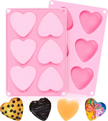 Vista 9 de Moldes de silicona en forma de corazón 2 piezas, molde de chocolate en forma de corazón 15 cavidades, moldes antiadherentes de grado alimenticio