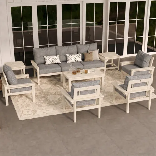 Vista 51 de Juego de muebles de patio HDPE de 13 piezas con mesas