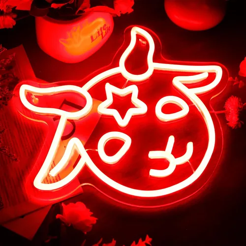 Vista 2 de Allball Letrero de Neón Baphomet, Letreros LED Regulables Góticos Símbolo de Satanás Letreros de Neón de Halloween para Decoración de Pared, Rojo1