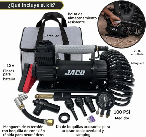 Vista 3 de JACO 4X4 TrailPro - Compresor de aire portátil resistente, 3.5 CFM (12V/33A) Kit de inflado de neumáticos On x Off Road