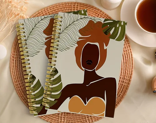 Vista 3 de Knibeo Cuaderno bohemio para mujer, diario de niña negra, 5.5 x 8.3 pulgadas, cuaderno estético con 164 páginas, cuadernos para mujer