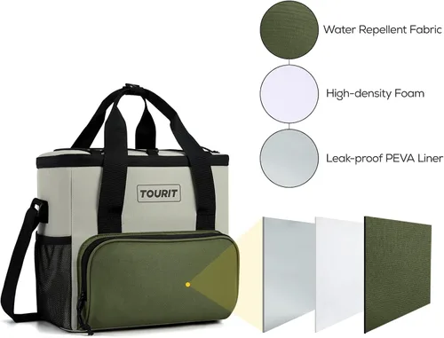 Vista 6 de TOURIT Bolsa de enfriador suave pequeña aislada, bolsa de enfriador de almuerzo de 24/35/46 latas, caja de hielo, enfriadores portátiles y a prueba