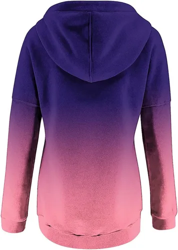 Vista 27 de Sudaderas con capucha para mujer, con cuello de botón, sin botones, con cordón, manga larga, lindas, ropa para adolescentes y niñas