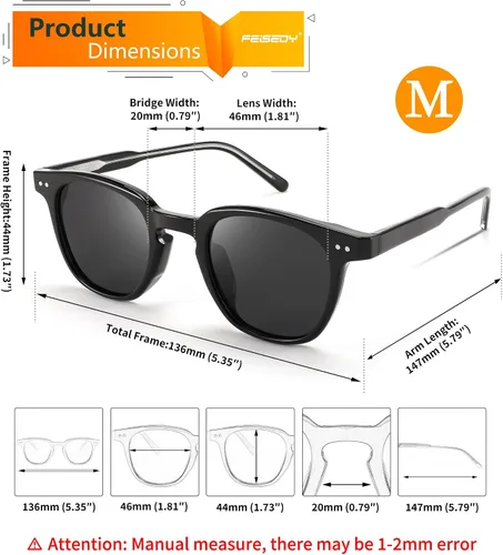 Vista 6 de FEISEDY Gafas de sol polarizadas clásicas retro redondas para mujeres y hombres, tonos de moda B0002