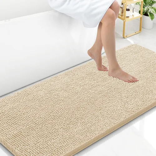 Vista 160 de Arotive Alfombras de baño de felpilla extrasuaves y absorbentes, de 24 x 16 pulgadas, lavables a máquina, parte trasera de goma antideslizante