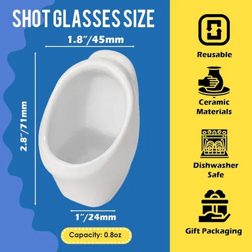 Vista 2 de Extguds Vasos de Chupito Divertidos con Forma de Orinal: Regalos Novedosos y Divertidos de Elefante Blanco para Intercambio de Fiesta Yankee