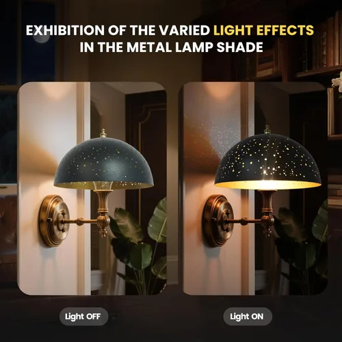 Vista 6 de Pantalla de lámpara con clip, cubierta de bombilla con forma de cúpula de metal, decoración de iluminación moderna, pantalla pequeña para luces