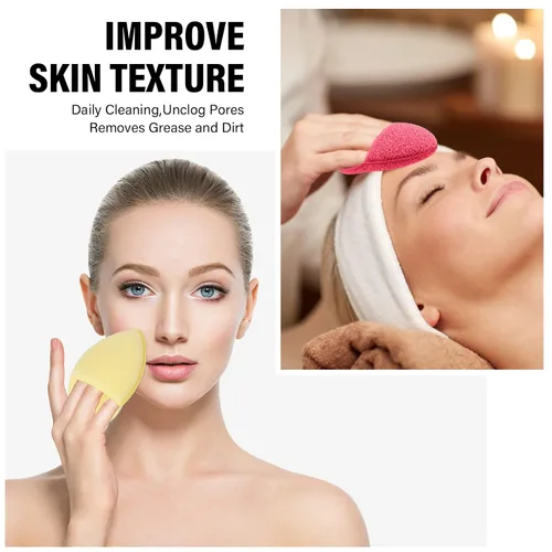 Vista 3 de 10 esponjas faciales para la limpieza diaria exfoliante, esponjas faciales para lavar la cara, esponjas exfoliantes, almohadillas faciales
