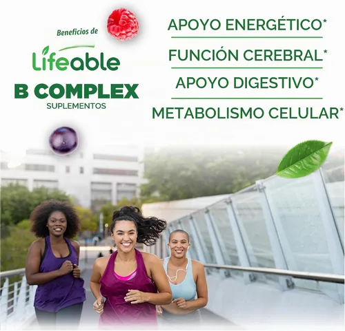 Vista 3 de Lifeable Gomitas de complejo de vitamina B sin azúcar Complejo B con vitamina C Vitaminas del complejo VIT B de gran sabor Apoyo de energía