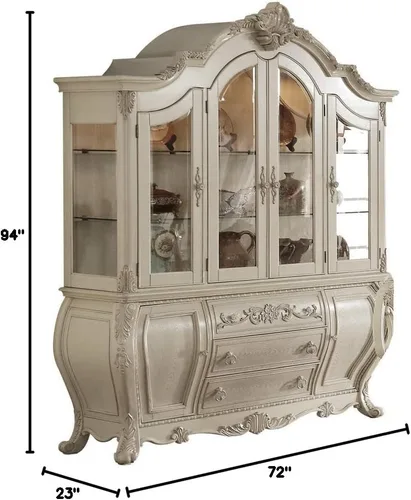 Vista 3 de Acme Muebles 61284 Ragenardus Hutch & Buffet, Blanco Antiguo