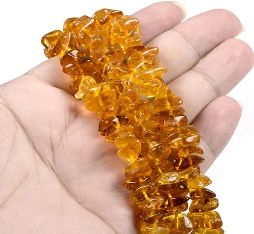 Vista 3 de Chips Amber Natural Gemstone Freedom Chips Cuentas sueltas de 0.433-0.472 in para hacer joyas, manualidades, 16 pulgadas