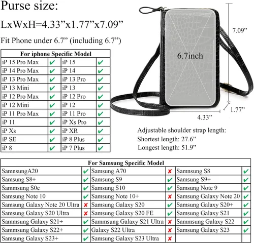 Vista 6 de Bolso cruzado pequeño para teléfono celular, cartera con tarjetero y ranura para tarjetas