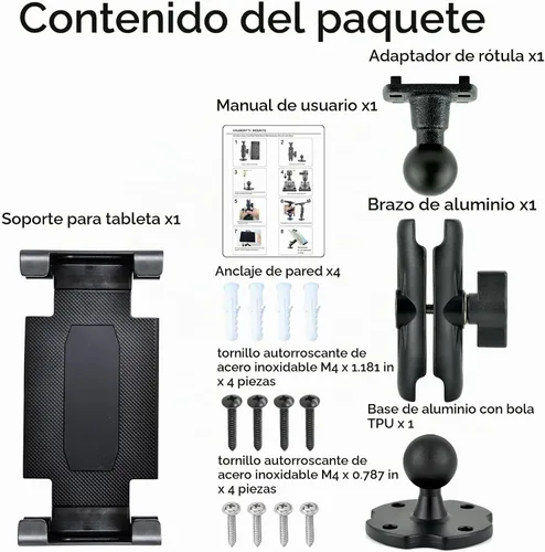 Vista 4 de VAUBORTTI Base de taladro de aluminio resistente para tableta, para tablet iPad Pro/Mini, soporte para iPad Pro/Mini, soporte para iPad Pro y Mini