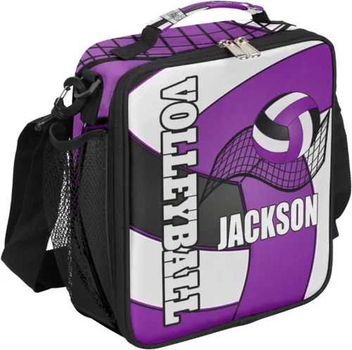 Vista 17 de Bolsa de almuerzo personalizada para niñas, niños, adolescentes, hombres y mujeres, regalo personalizado, bolsa de almuerzo de voleibol, color dorado