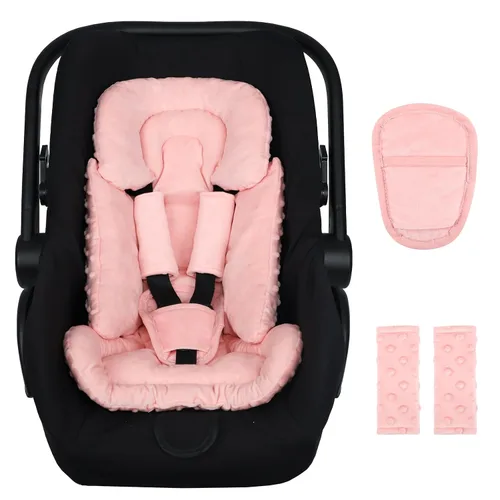 Vista 10 de Inserto de Asiento de Coche para Bebé Niño Niña, Inserto de Asiento de Coche 3 en 1 para Recién Nacido con Almohadillas y Correas, Respaldo