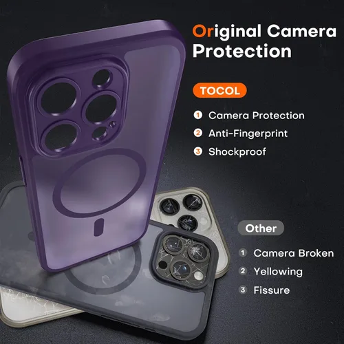 Vista 20 de TOCOL Funda magnética 3 en 1 para iPhone 15 Pro, mejorada [protección completa de cámara] con 2 protectores de pantalla, compatible con MagSafe Gris