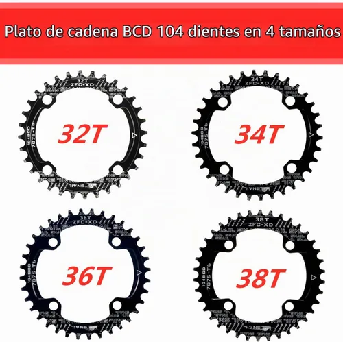 Vista 3 de Boao Plato ancho estrecho 32T 104 BCD con 4 pernos de piñón, 32T, negro