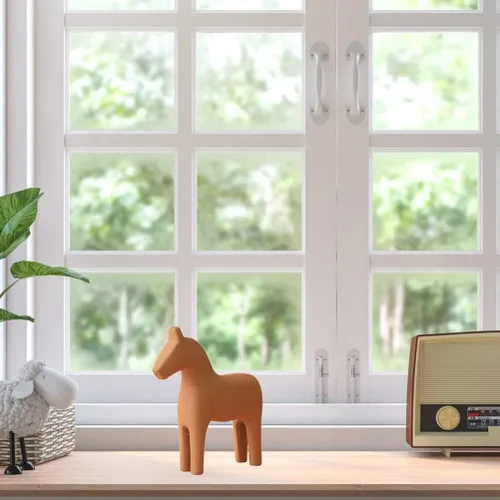 Vista 2 de SEWACC Decoración de caballo de madera de escritorio, adorno creativo de caballo para oficina en casa, niños y niñas, artesanía de madera de alta