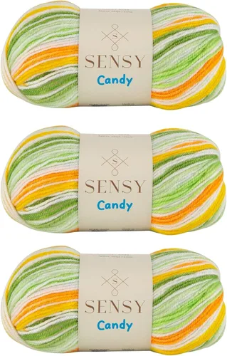 Vista 32 de Sensy Candy Yarn - Hilo de 5 madejas, 3.5 onzas, 251 yardas, multicolor para ganchillo y tejido, calibre ligero 3