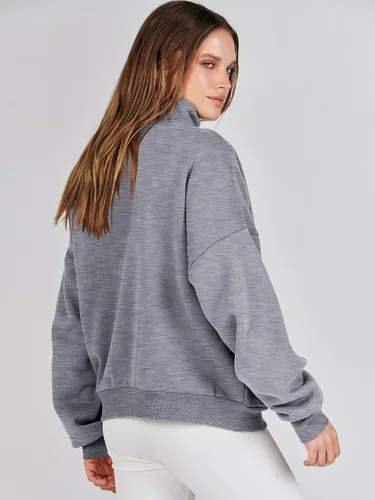 Vista 5 de ANRABESS Sudaderas con media cremallera para mujer, sudaderas cortas de gran tamaño, suéter de forro polar para otoño, ropa de moda Y2K