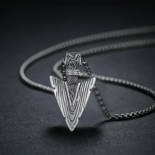 Vista 4 de StoryEtain Viking Arrowhead Necklaces, S925 Sterling Silver Cool Necklaces for Men Punk Hip Hop Viking Jewelry for Friends Brothers Husband Gift