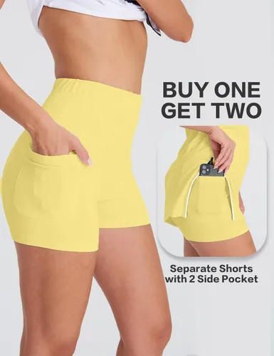 Vista 4 de Hiverlay Vestidos de tenis para mujer con 2 bolsillos, pantalones cortos integrados UPF 50+, vestido de golf para entrenamiento, vestidos atléticos