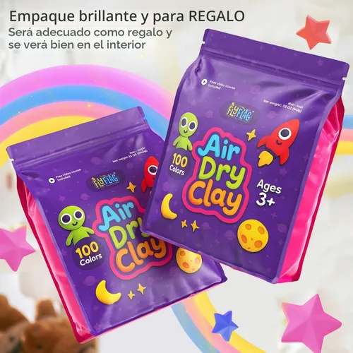 Vista 7 de FlyFlag Arcilla de Secado al Aire - 100 Colores, Ultra Ligera y Suave, Arcilla de Modelado No Tóxica para Niños con Herramientas y Tutoriales