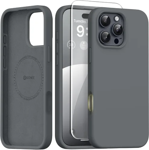 Vista 210 de GONEZ Funda magnética para iPhone 12 Case / 12 Pro Case, compatible con MagSafe, [protector de pantalla + protector de lente de cámara], funda