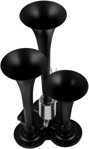 Vista 2 de STAYTOP Tren eléctrico Camión Bocina de aire 150dB 3 trompeta coche bocina de aire 12V para camiones motocicleta Pickup trenes coches barcos