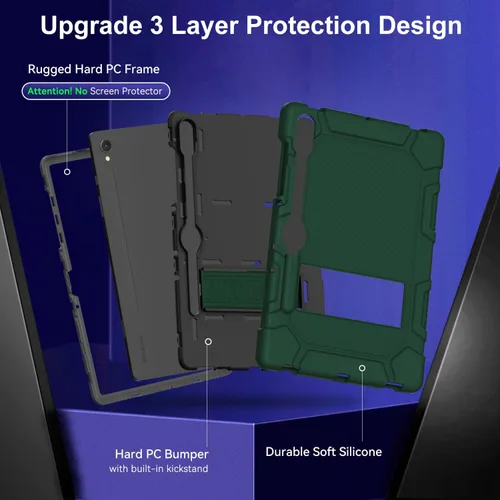 Vista 3 de Funda para Samsung Galaxy Tab S10 Lite/ S10 FE/ S9 FE 5G 10.9 Pulgadas/Galaxy Tab S9 11 Pulgadas 2023, Funda Protectora a Prueba de Golpes con Negro