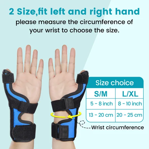 Vista 6 de DrFinger Férula de pulgar Spica para mano izquierda y derecha, soporte de pulgar y muñeca, inmovilizador de pulgar para tendinitis tenosinovitis