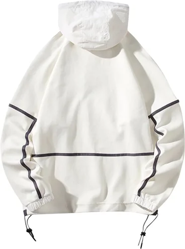 Vista 3 de Sudadera con capucha para hombre, con cremallera, personalizada, media cremallera, casual, cálida, de algodón fresco