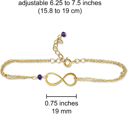 Vista 147 de Pulsera con dije de infinito con piedra natal, joyería hecha a mano, regalo para ella