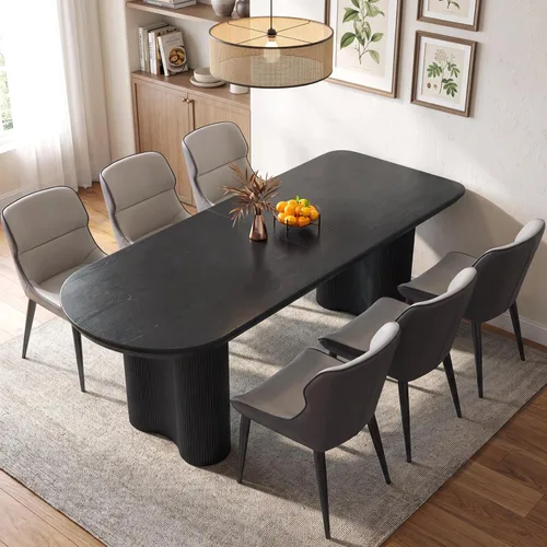 Vista 21 de Guyii Juego de mesa de comedor con 6 sillas, juego de mesa de cocina moderno, mesa de comedor interior para cocina, bar, sala de estar, rincón