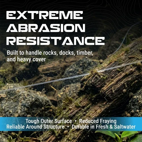 Vista 3 de Reaction Tackle Línea de pesca de fluorocarbono 100% puro, alta resistencia, resistente a la abrasión, hundimiento rápido, prácticamente invisible