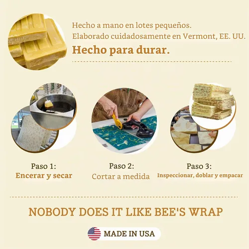Vista 9 de Bee's Wrap - Envolturas para alimentos de cera de abeja, paquete de 3 grandes, panal de abeja Panal Grande 3 Pack