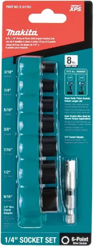 Vista 4 de Makita E-01703 Impact XPS™ 8 Pc. Juego de llaves de impacto SAE de 6 puntos con adaptador de enchufe estándar