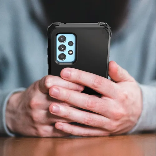 Vista 7 de IDweel Hybrid 3 en 1 Funda para Galaxy A52 5G con protector de pantalla de vidrio templado, a prueba de golpes, resistente, funda de policarbonato