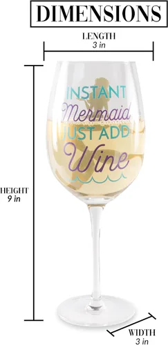 Vista 5 de Pavilion - Mermaid Girl - Instant Mermaid Just Add Wine - Copa de vino de cristal de 12 onzas