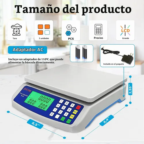 Vista 3 de Báscula comercial de alimentos de 66.1 lbs/66 libras, báscula digital grande de cocina para hornear, cocinar, pan, carne, peso, precio, báscula