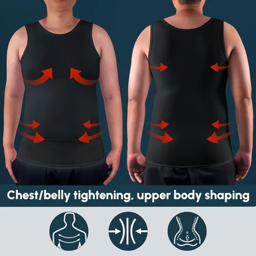 Vista 2 de Aptoco Camisas de compresión para hombre, chaleco para hombre de ginecomastia