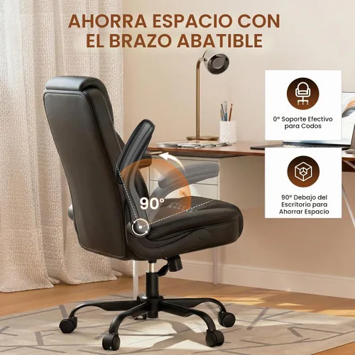 Vista 6 de GTPLAYER Silla de oficina de cuero de la PU, silla de escritorio para el Negro