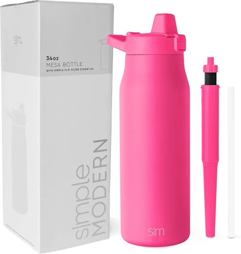 Vista 24 de Botella de agua filtrada Simple Modern Botellas de agua de viaje con filtro de carbono de acero inoxidable aislada Reutilizable para agua