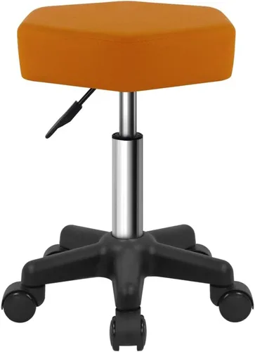 Vista 8 de FURWOO Taburete con ruedas hexagonales con ruedas para spa y salón de masaje, color negro