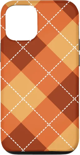 Vista 27 de Funda para iPhone 13 Pro, naranja, amarillo y marrón, a cuadros, otoño, calabazas