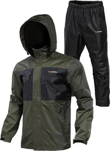Vista 10 de Rodeel Traje impermeable para pesca para hombres (conjunto de chaqueta y pantalón de lluvia)