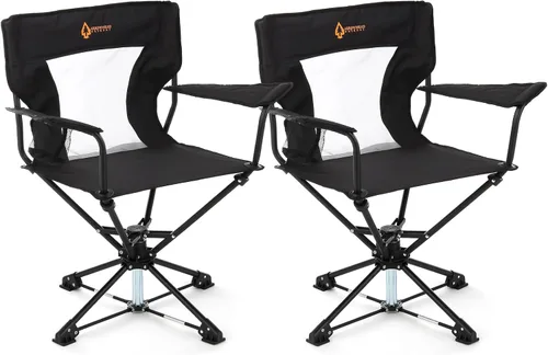 Vista 17 de ARROWHEAD OUTDOOR Silla giratoria de 360° para caza con reposabrazos, perfecta para cepos, sin patas que se hunden, soporta hasta 450 libras