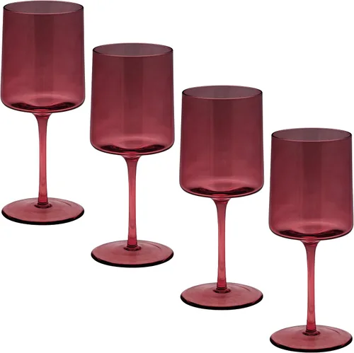 Vista 10 de Karma Juego de cuatro copas de vino de mediados de siglo ámbar